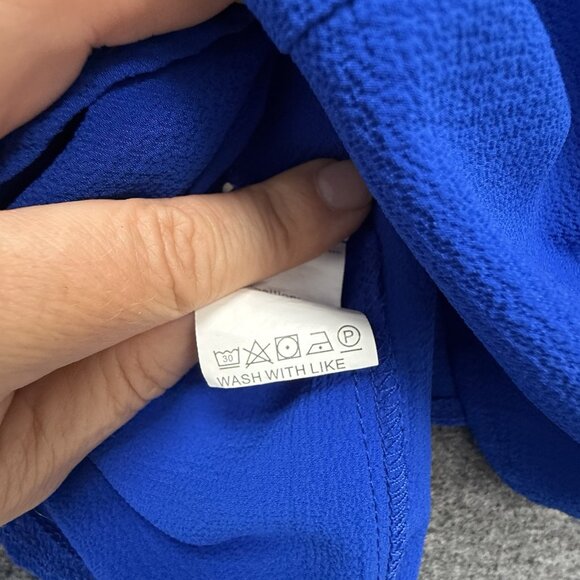 Navy Blue Blouse Womens Large Flowy Pullover Career Polyester Top Lightweight - Picture 10 of 14